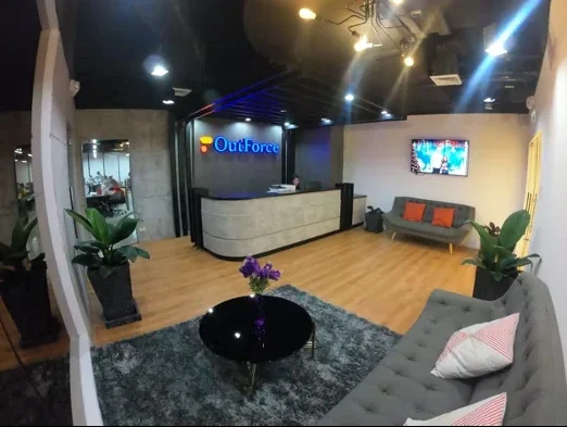 Reception and client lounge at OutForce's Ortigas office in Manila